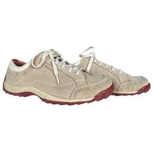 SIMPLE Women's Beige Suede Perforated Lace Up Casual Sneakers Size 6